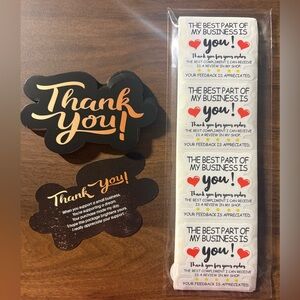 Thank You Sticker Pack - Black & Gold Script